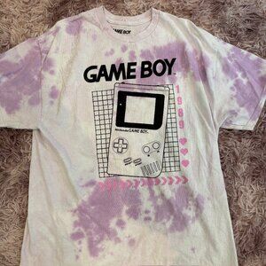 Purple/White Tie-Dye Retro Style GameBoy 1989 Graphic T-Shirt